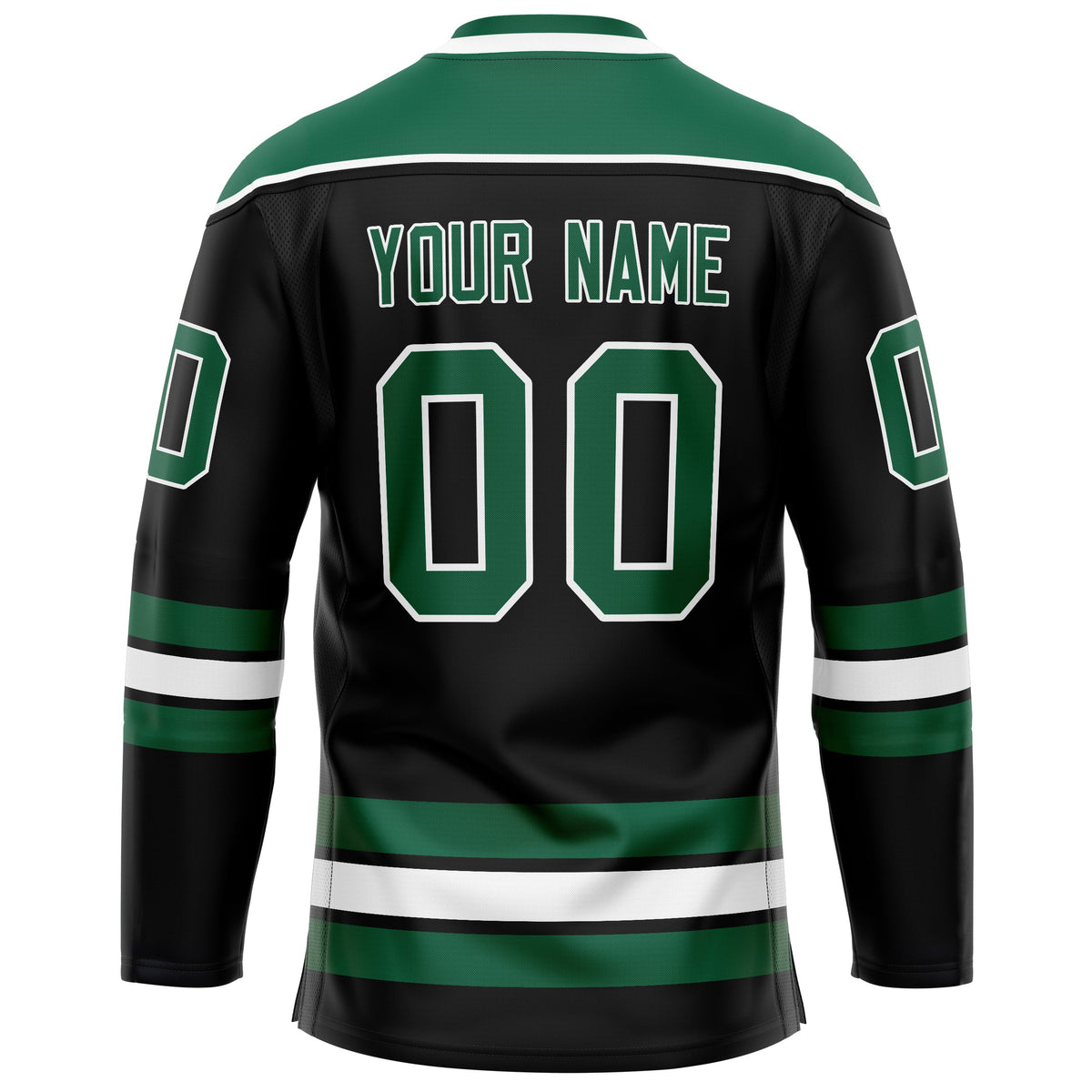 Custom Black Kelly Green Solid Colour Hockey Jersey