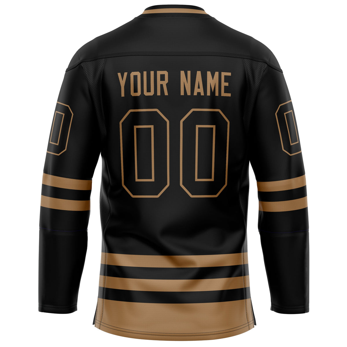 Custom Black Old Gold Solid Colour Hockey Jersey