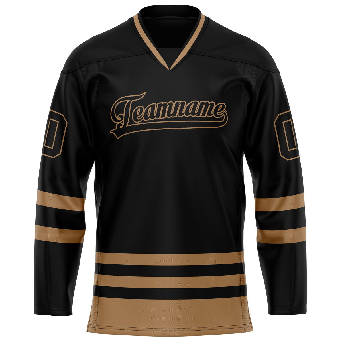 Custom Black Old Gold Solid Colour Hockey Jersey