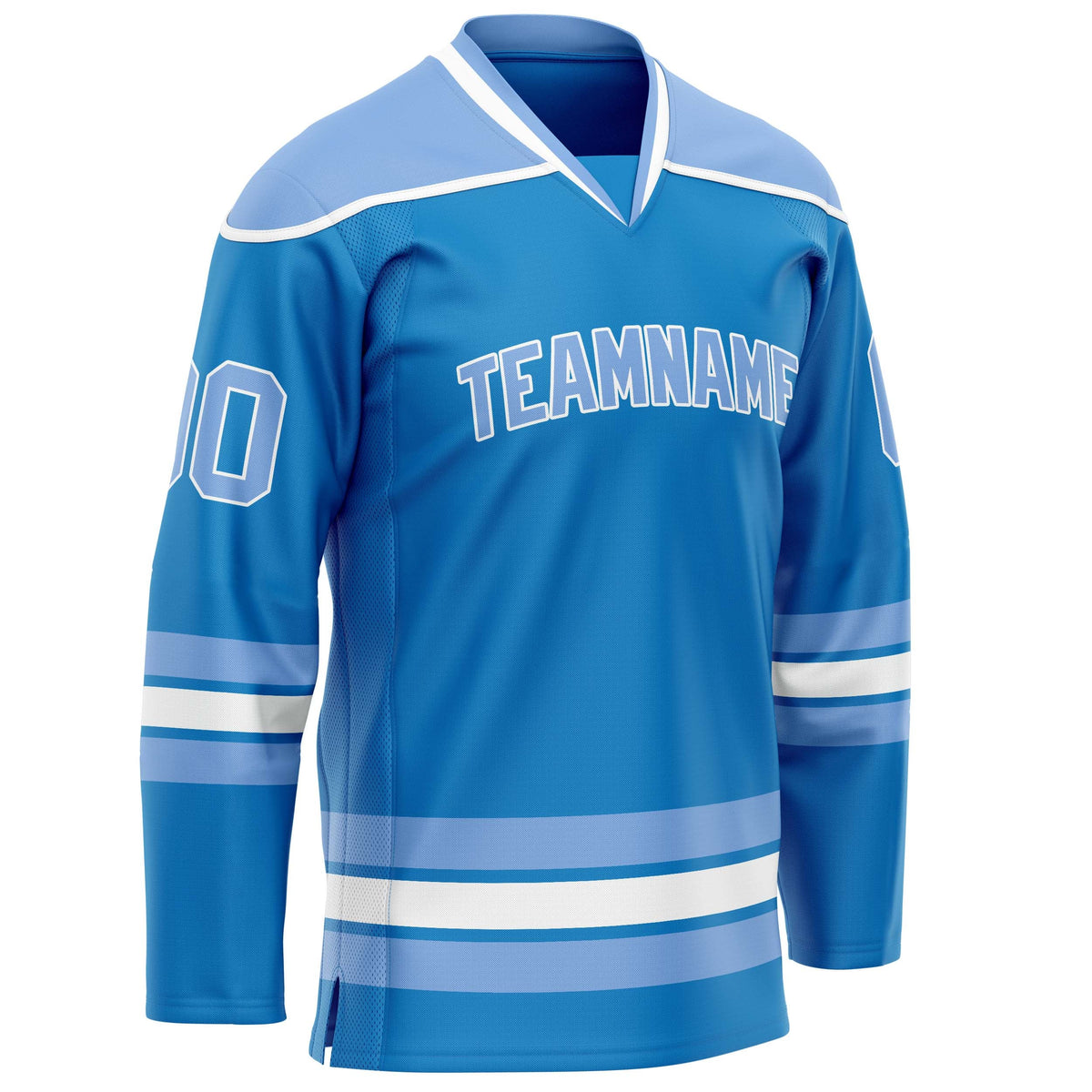 Custom Blue Light Blue Solid Colour Hockey Jersey