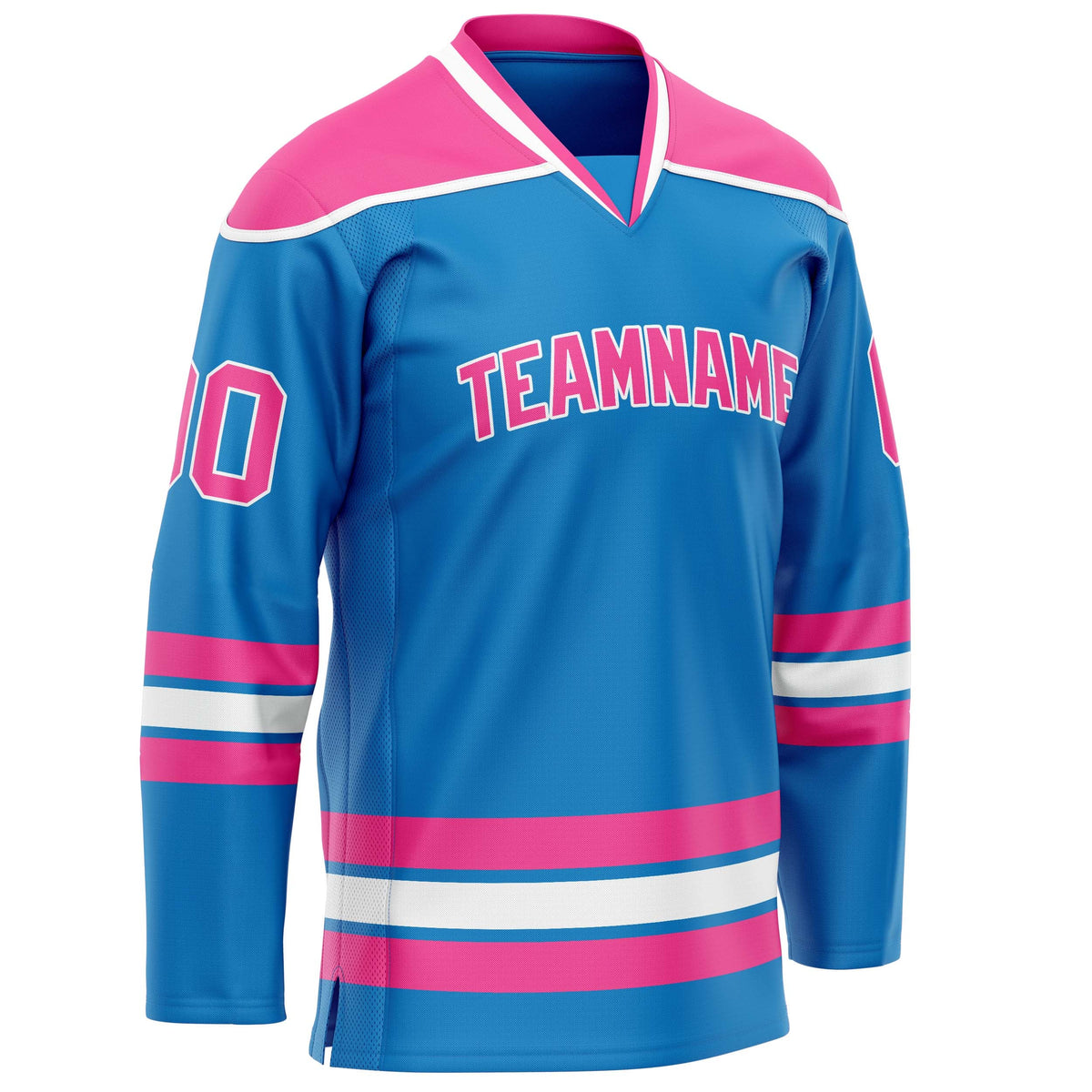 Custom Blue Pink Solid Colour Hockey Jersey