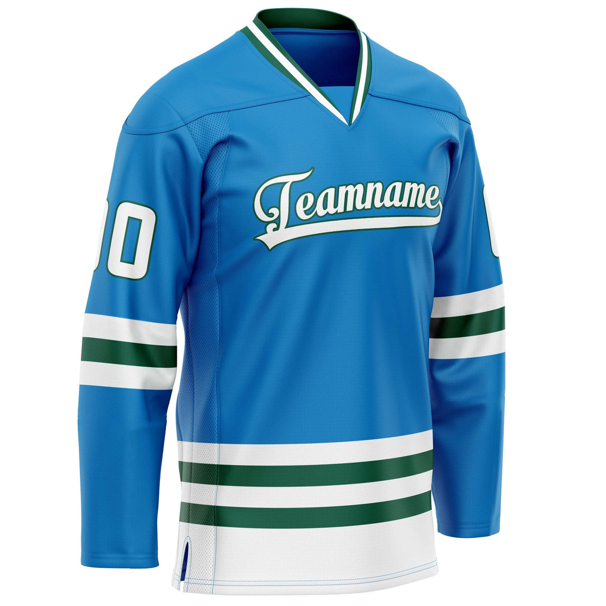 Custom Blue Kelly Green Solid Colour Hockey Jersey