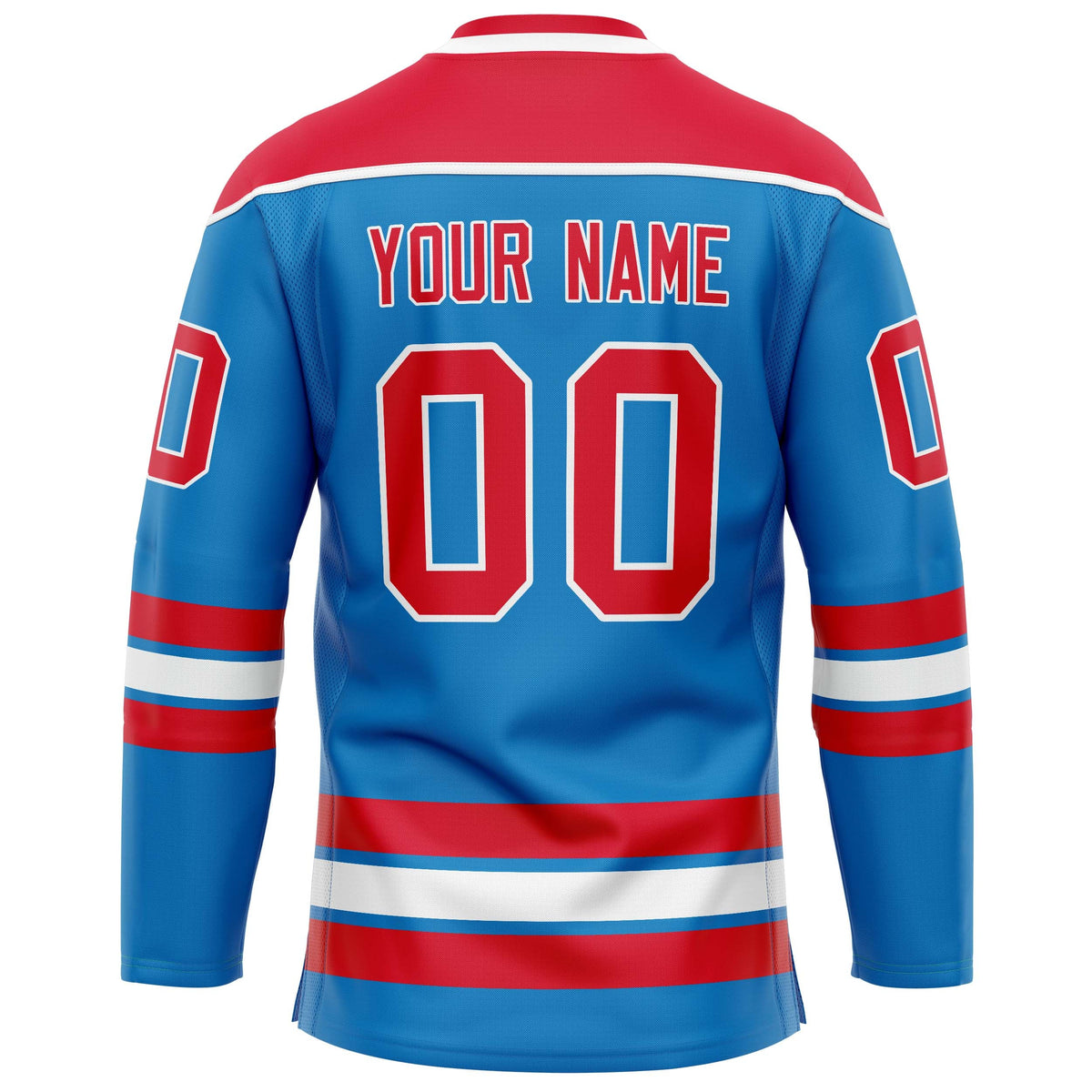 Custom Blue Red Solid Colour Hockey Jersey