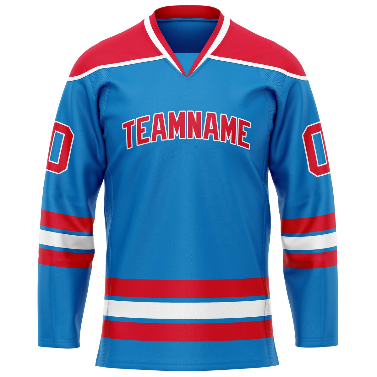 Custom Blue Red Solid Colour Hockey Jersey