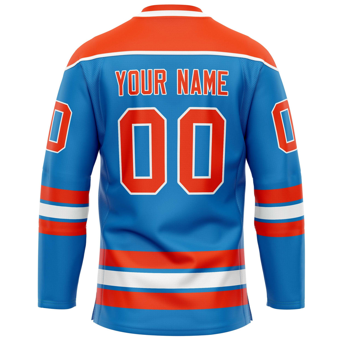 Custom Blue Orange Solid Colour Hockey Jersey