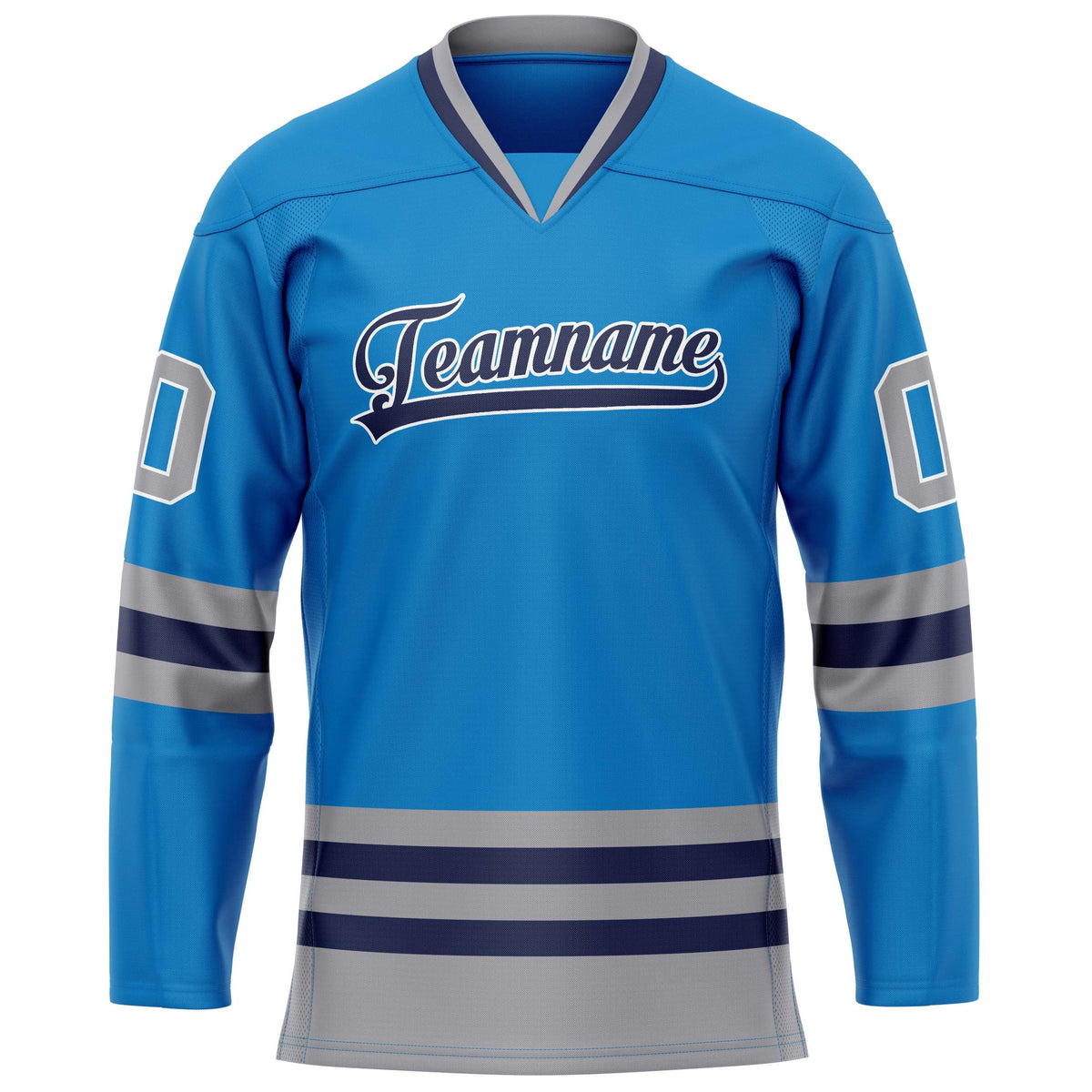 Custom Blue Gray Solid Colour Hockey Jersey