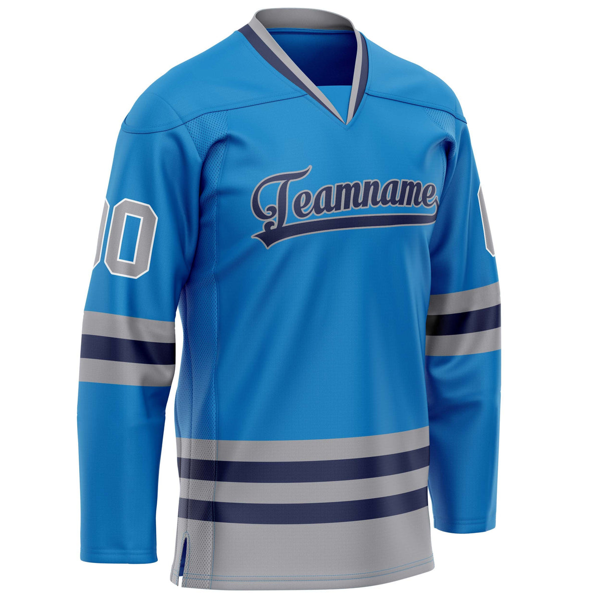 Custom Blue Gray Solid Colour Hockey Jersey