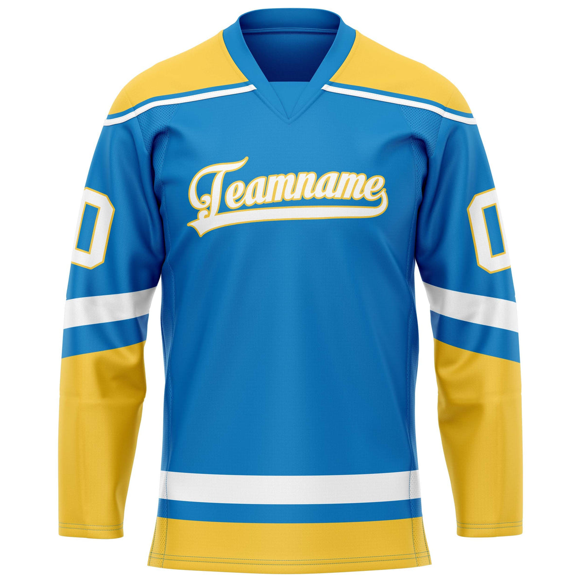 Custom Blue Gold Solid Colour Hockey Jersey