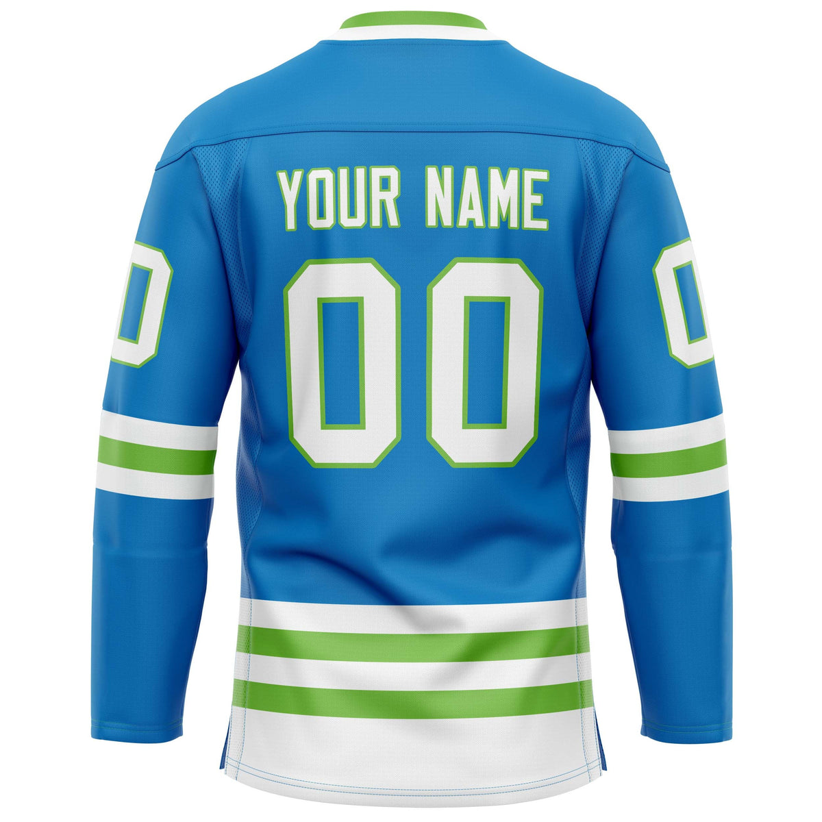 Custom Blue Neon Green Solid Colour Hockey Jersey