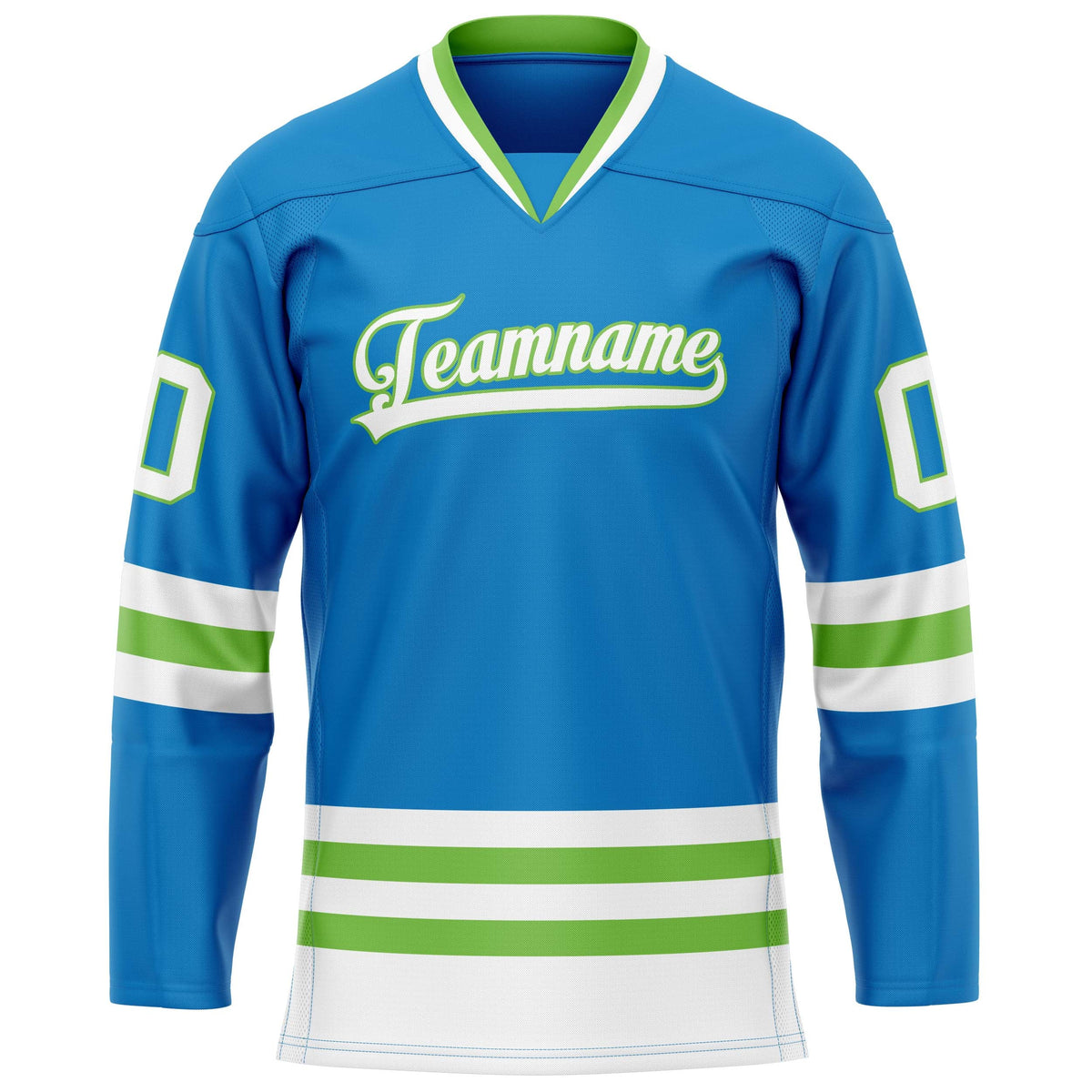 Custom Blue Neon Green Solid Colour Hockey Jersey