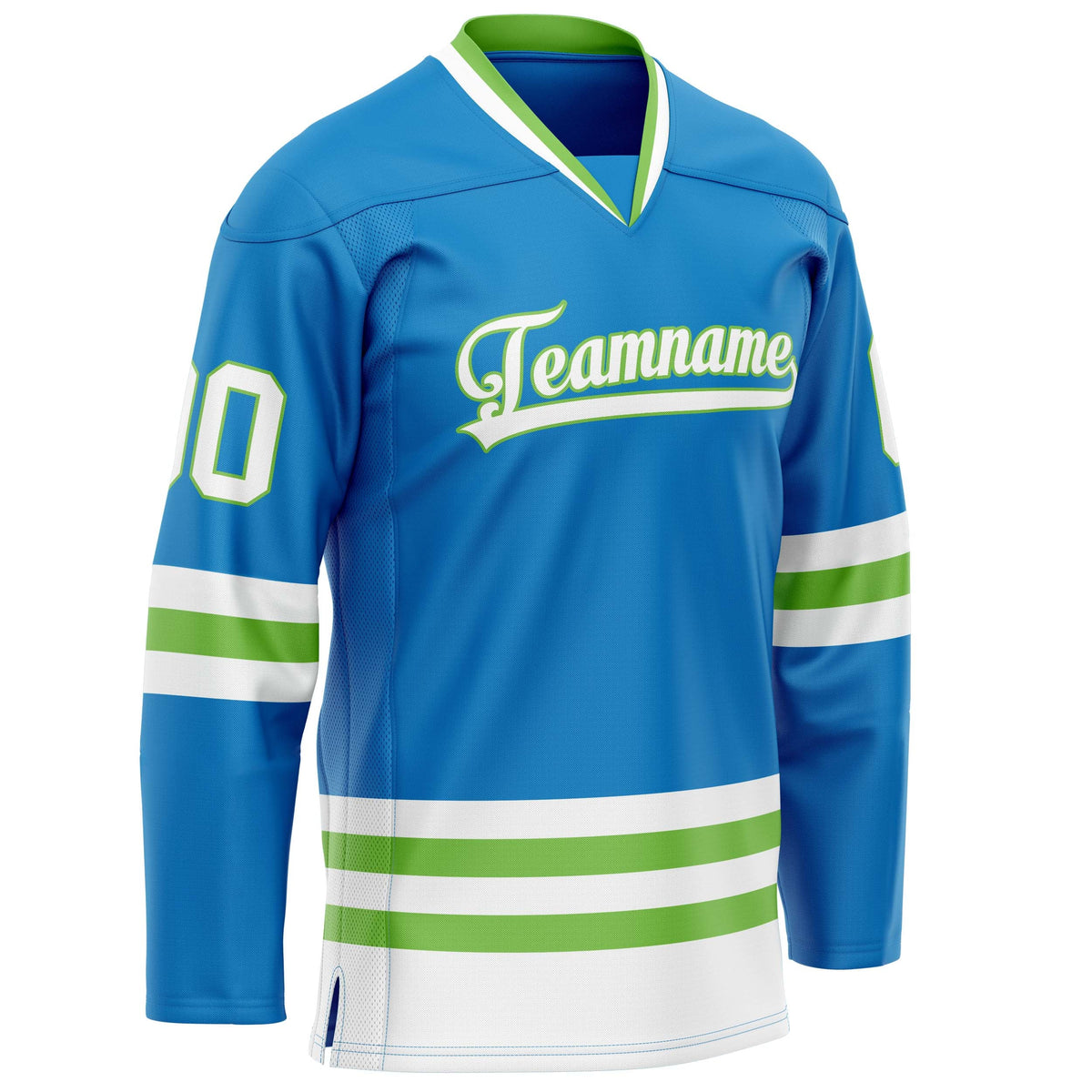 Custom Blue Neon Green Solid Colour Hockey Jersey