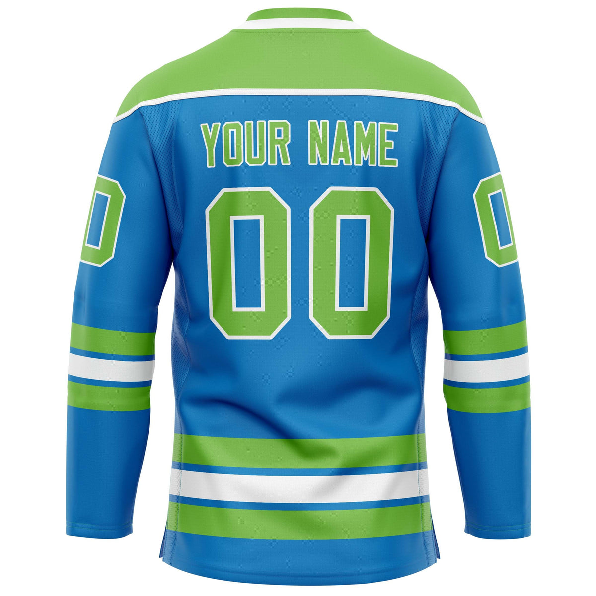 Custom Blue Green Solid Colour Hockey Jersey