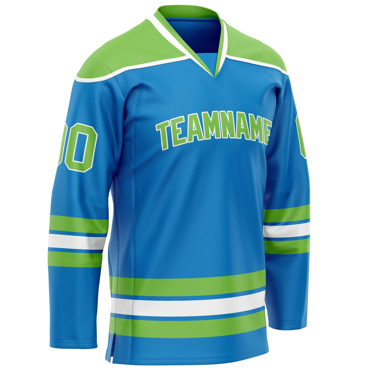 Custom Blue Green Solid Colour Hockey Jersey