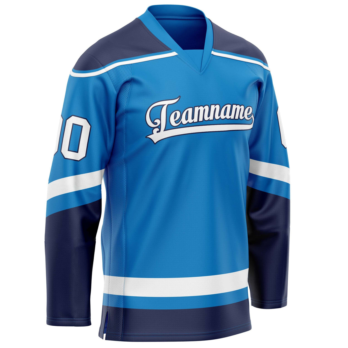 Custom Blue White Solid Colour Hockey Jersey