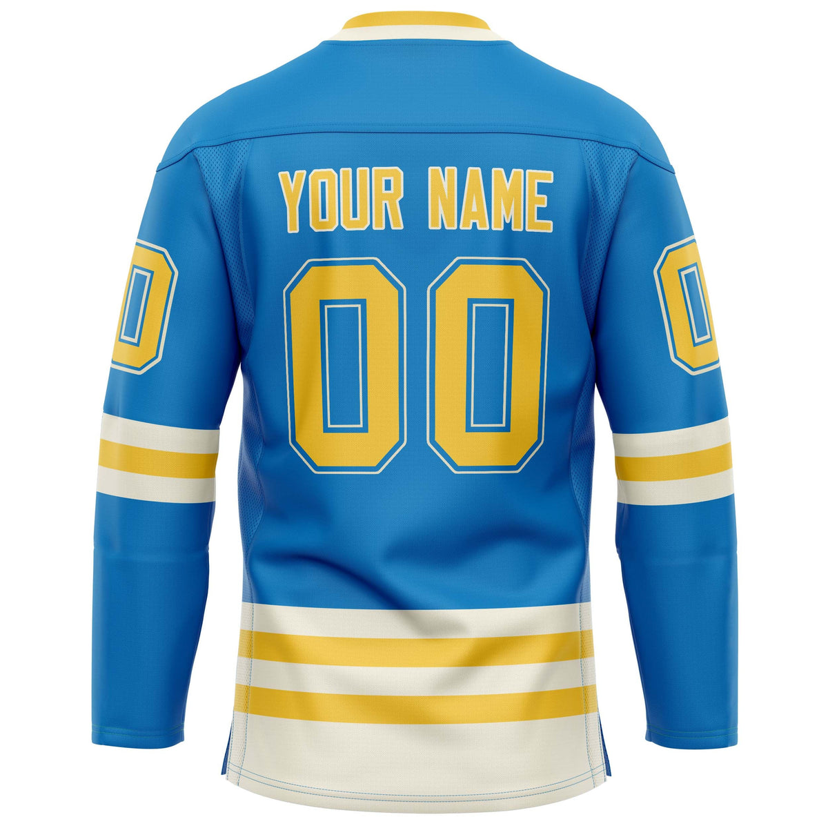 Custom Blue Gold Solid Colour Hockey Jersey