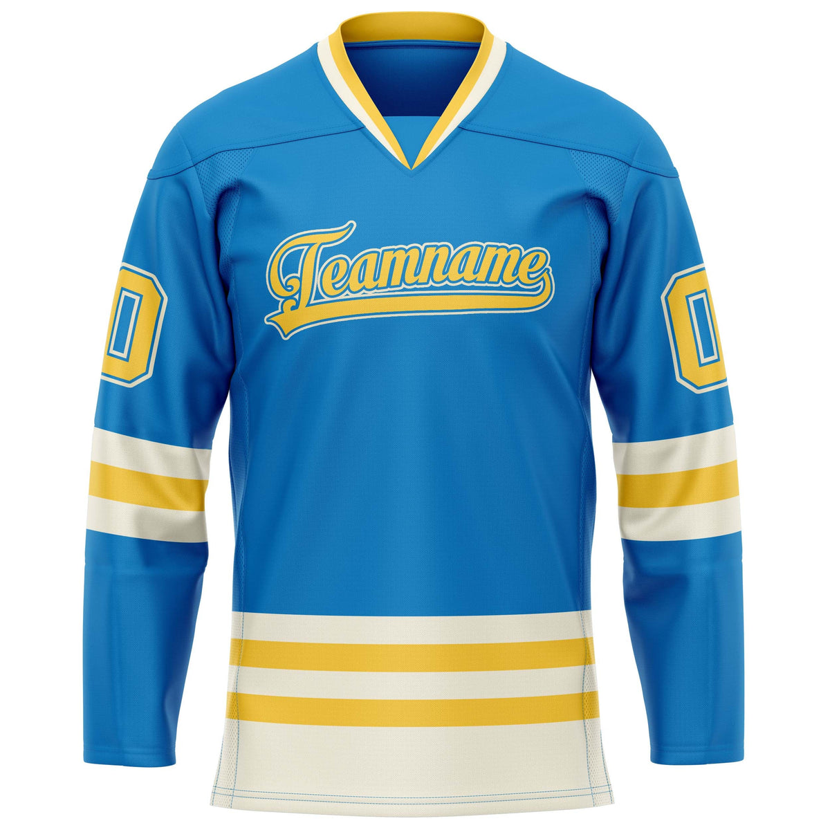 Custom Blue Gold Solid Colour Hockey Jersey