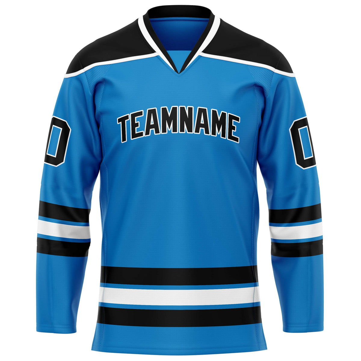 Custom Blue Black Solid Colour Hockey Jersey