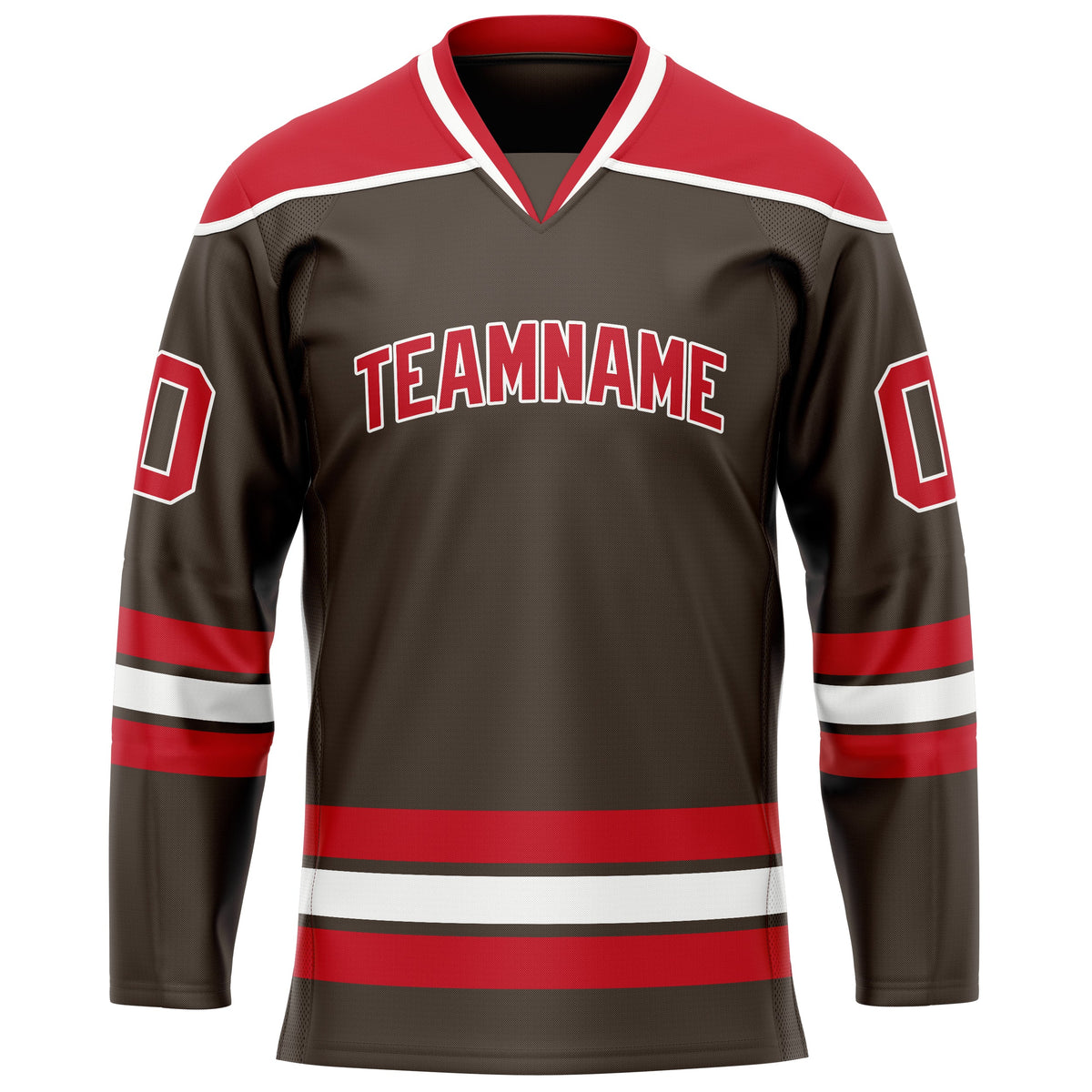 Custom Brown Red Solid Colour Hockey Jersey