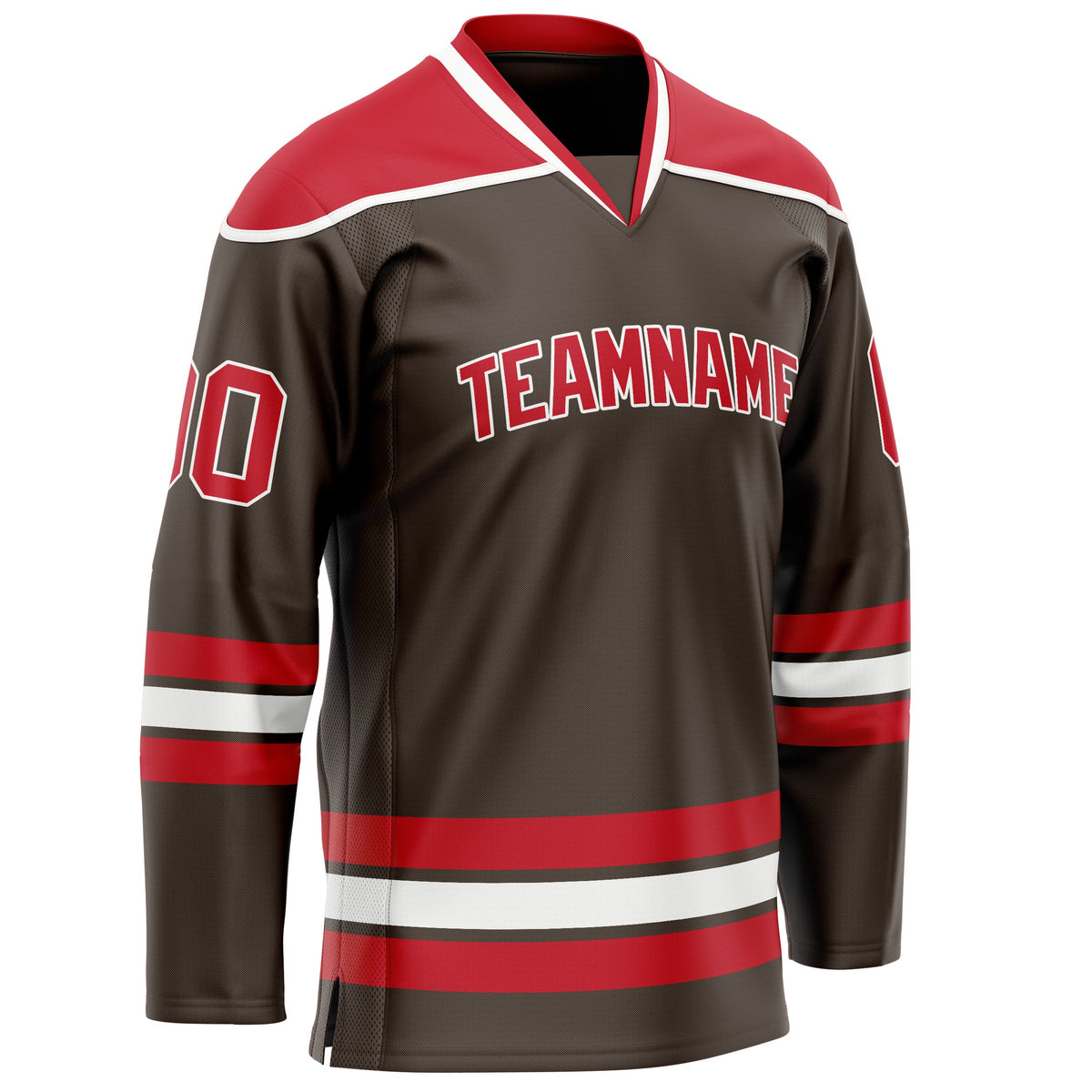 Custom Brown Red Solid Colour Hockey Jersey