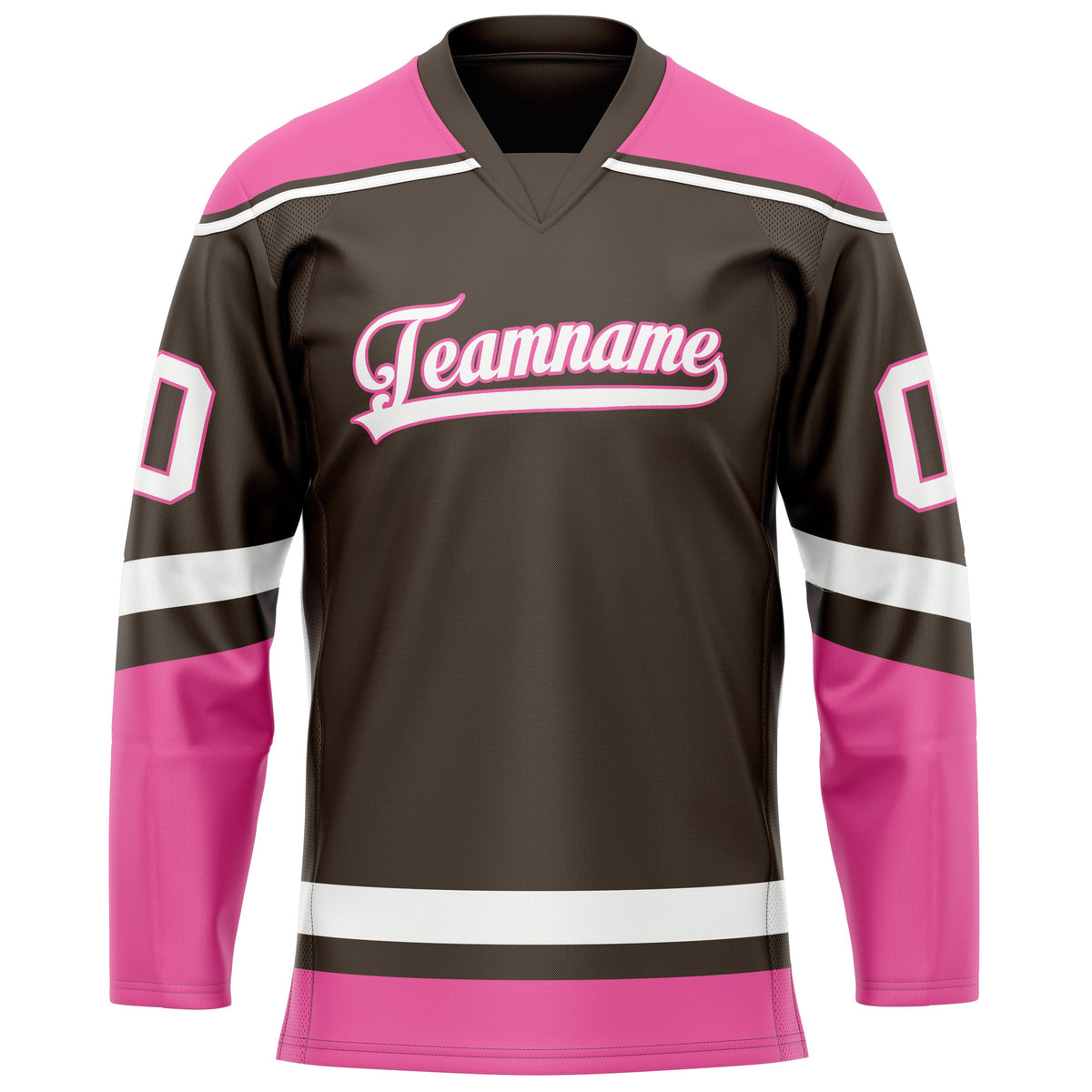 Custom Brown Pink Solid Colour Hockey Jersey