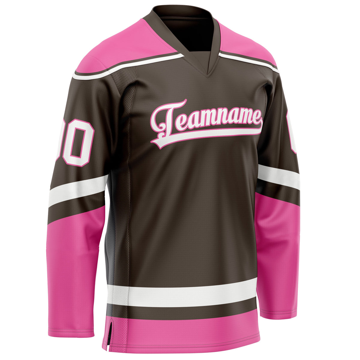 Custom Brown Pink Solid Colour Hockey Jersey