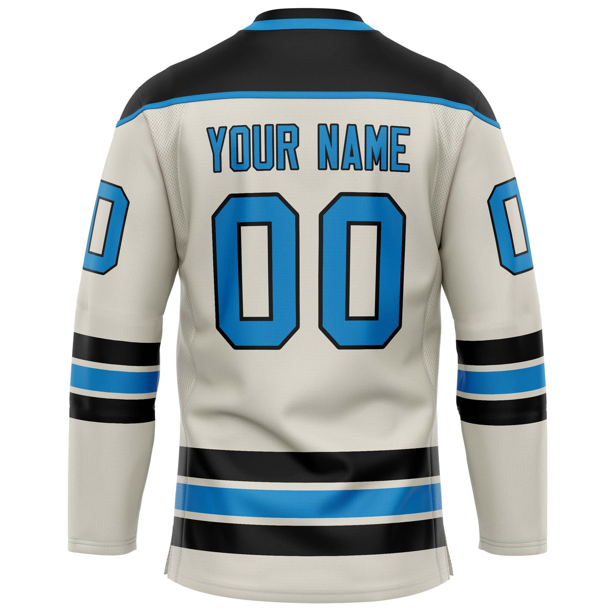 Custom Cream Blue Solid Colour Hockey Jersey