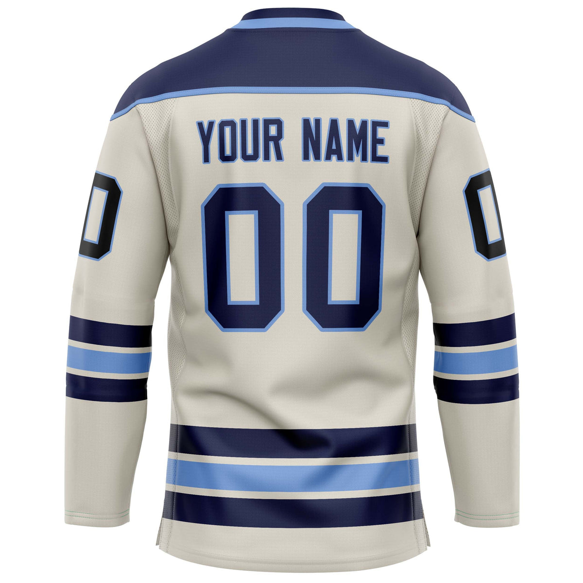 Custom Cream Navy Solid Colour Hockey Jersey