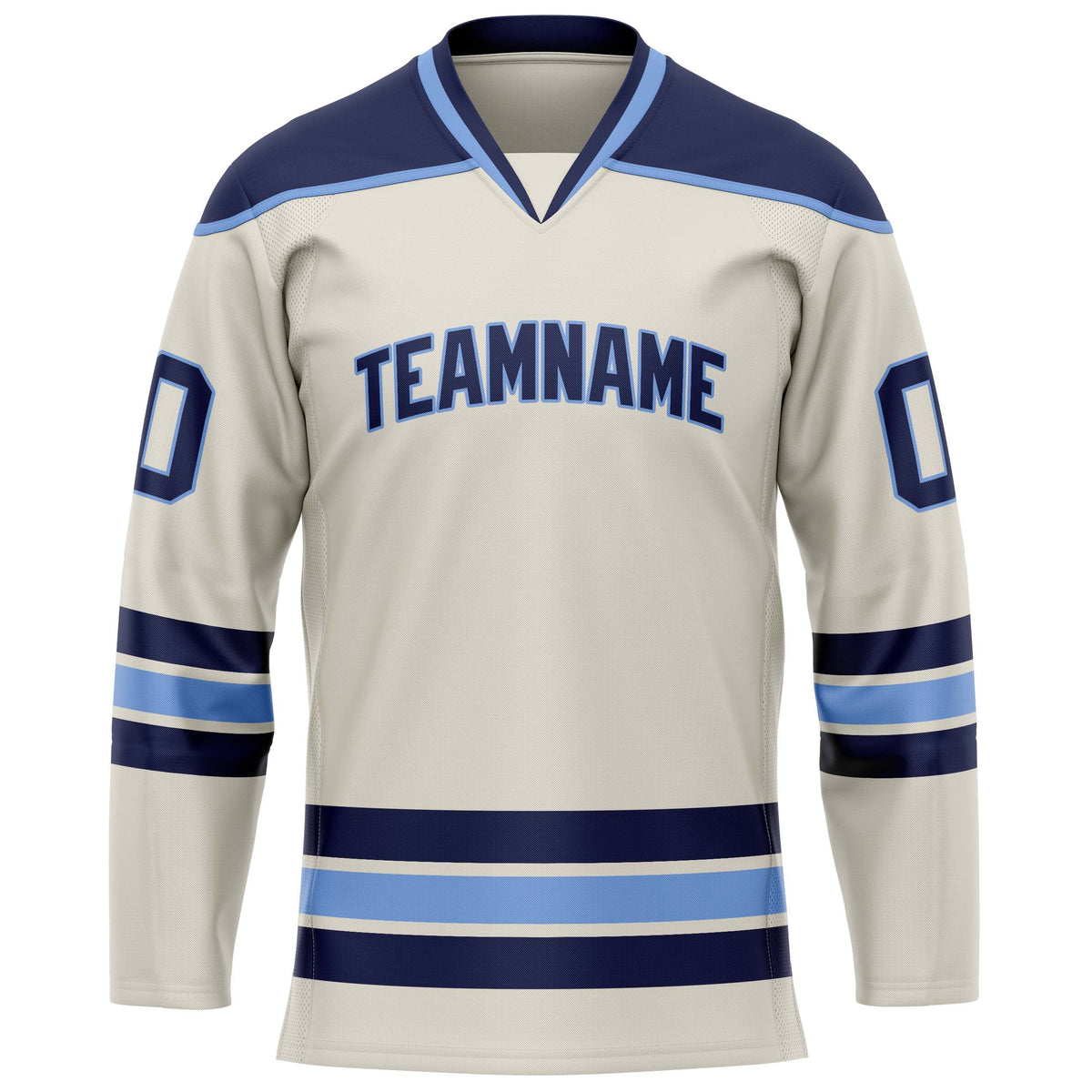 Custom Cream Navy Solid Colour Hockey Jersey