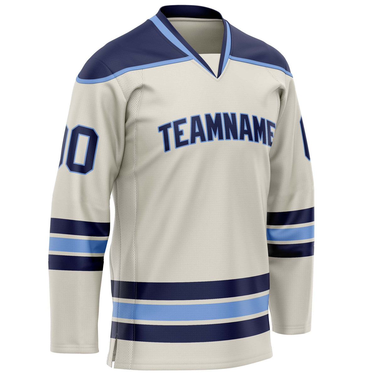 Custom Cream Navy Solid Colour Hockey Jersey