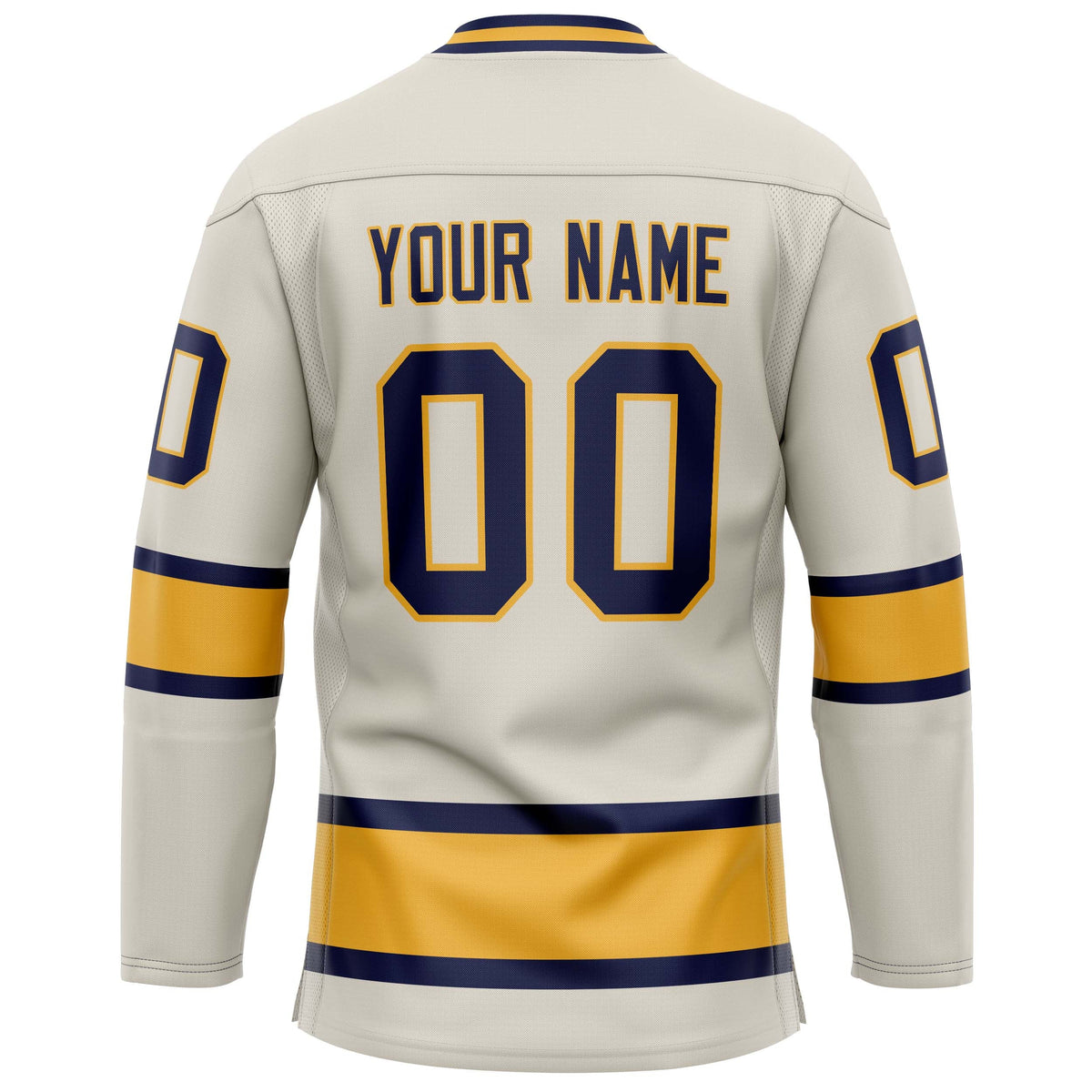 Custom Cream Navy Solid Colour Hockey Jersey