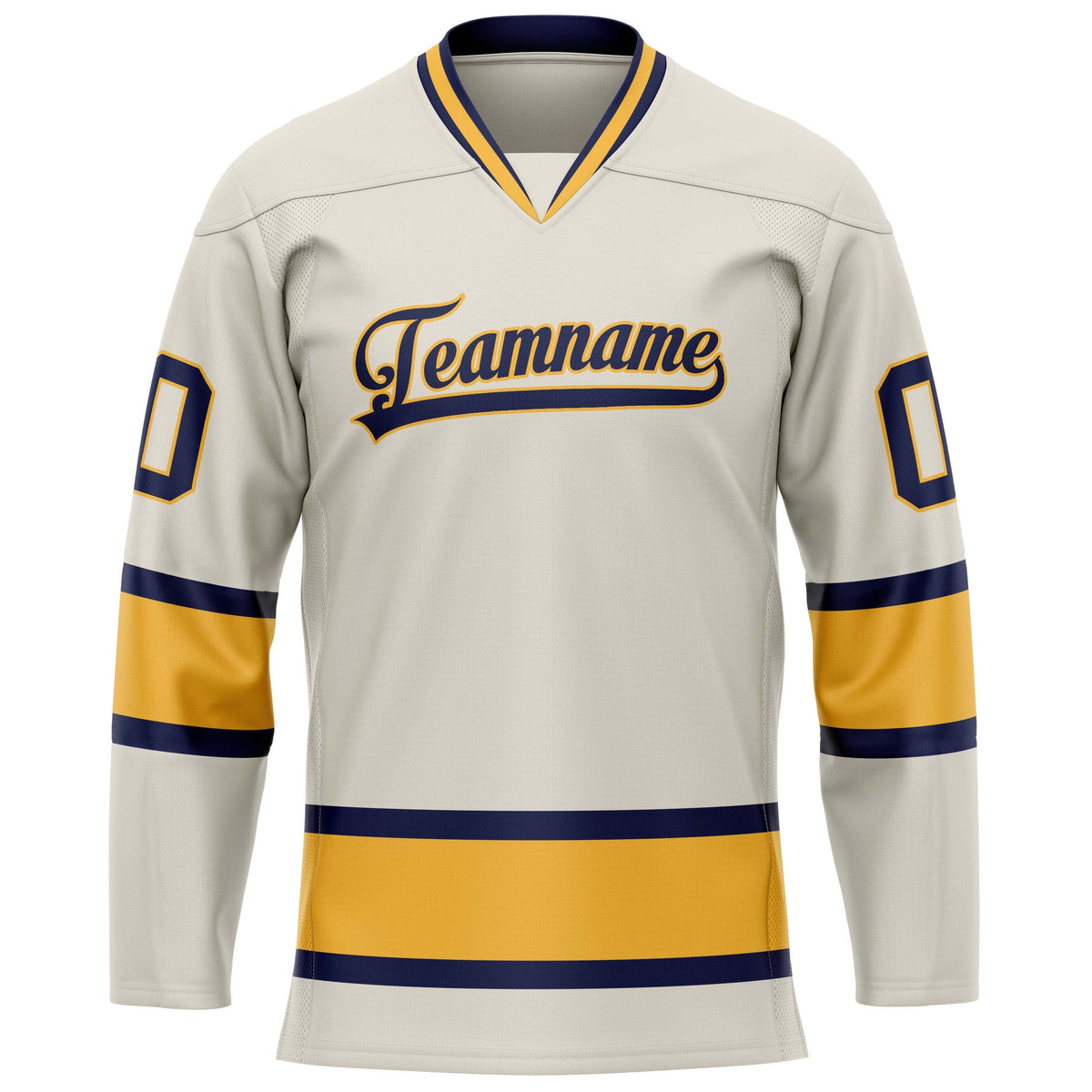 Custom Cream Navy Solid Colour Hockey Jersey