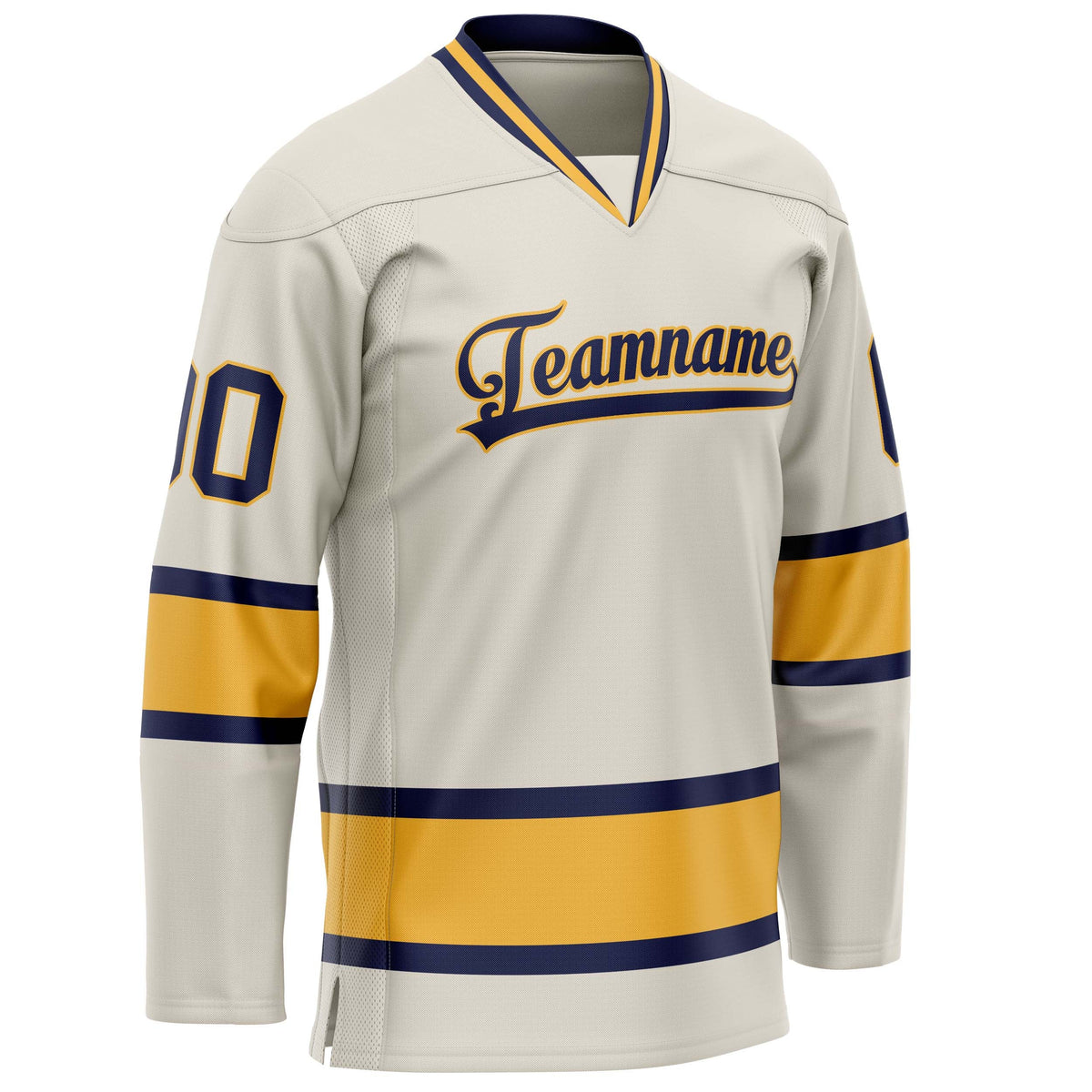 Custom Cream Navy Solid Colour Hockey Jersey