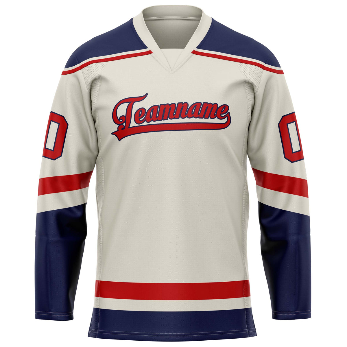 Custom Cream Red Solid Colour Hockey Jersey