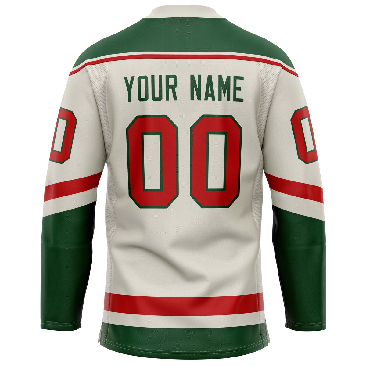 Custom Cream Kelly Green Solid Colour Hockey Jersey