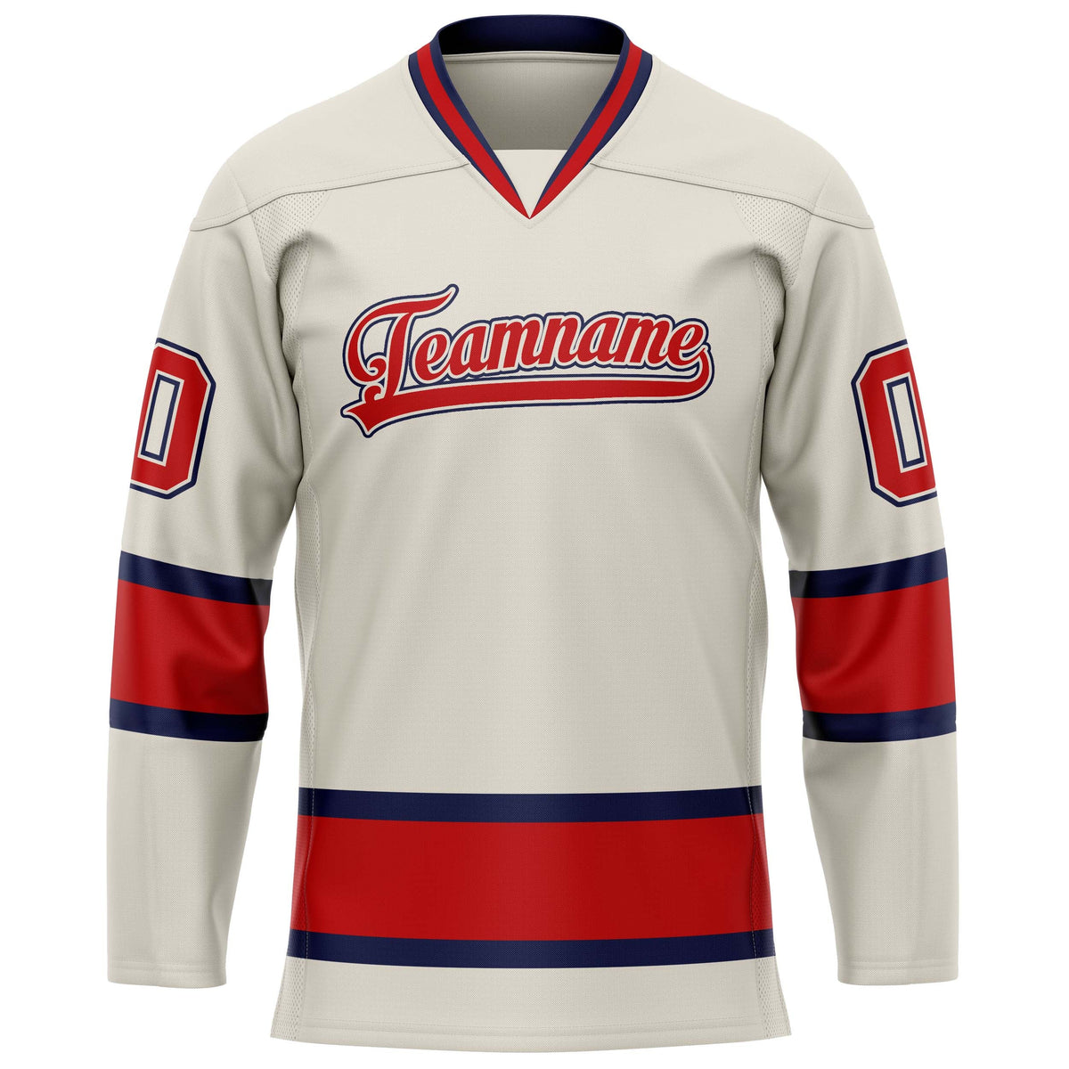 Custom Cream Red Solid Colour Hockey Jersey