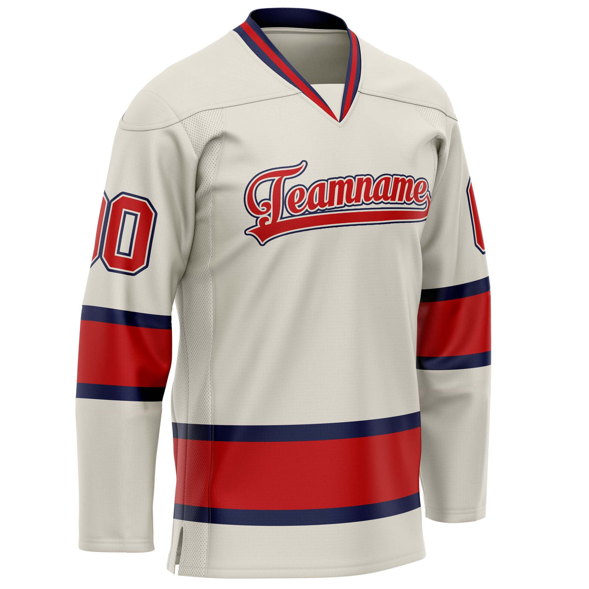 Custom Cream Red Solid Colour Hockey Jersey