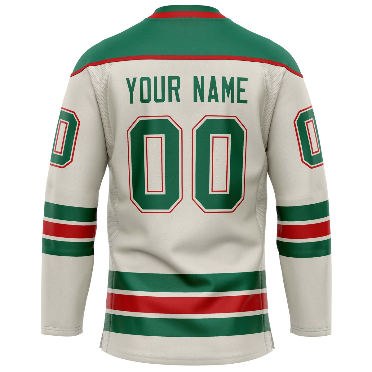 Custom Cream Kelly Green Solid Colour Hockey Jersey