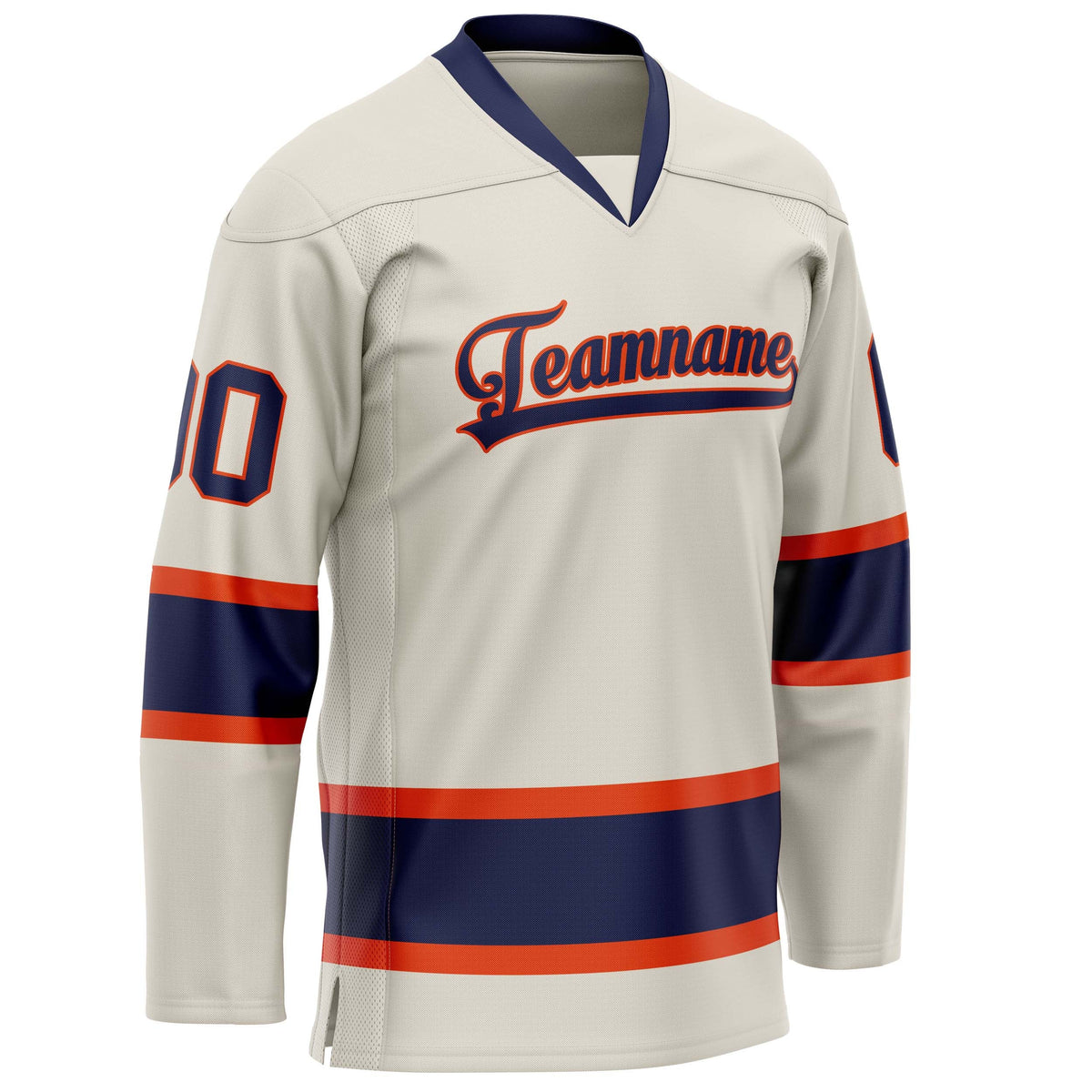 Custom Cream Navy Solid Colour Hockey Jersey