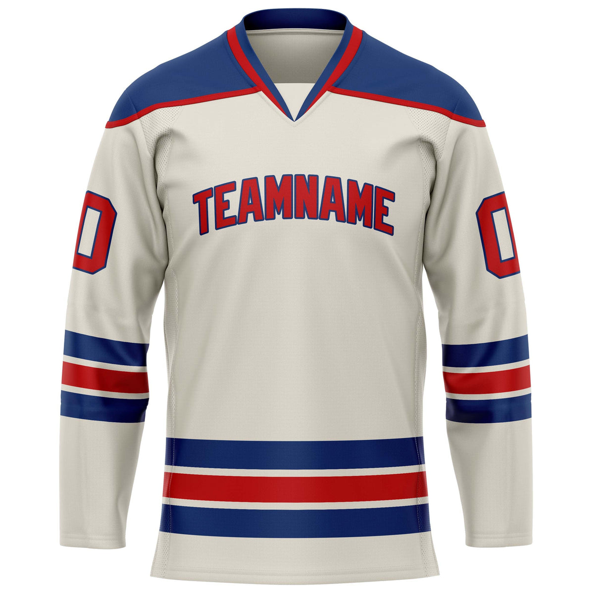 Custom Cream Navy Solid Colour Hockey Jersey