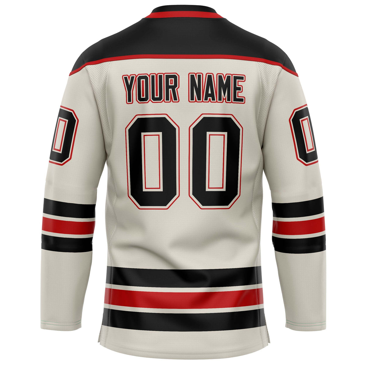 Custom Cream Black Solid Colour Hockey Jersey