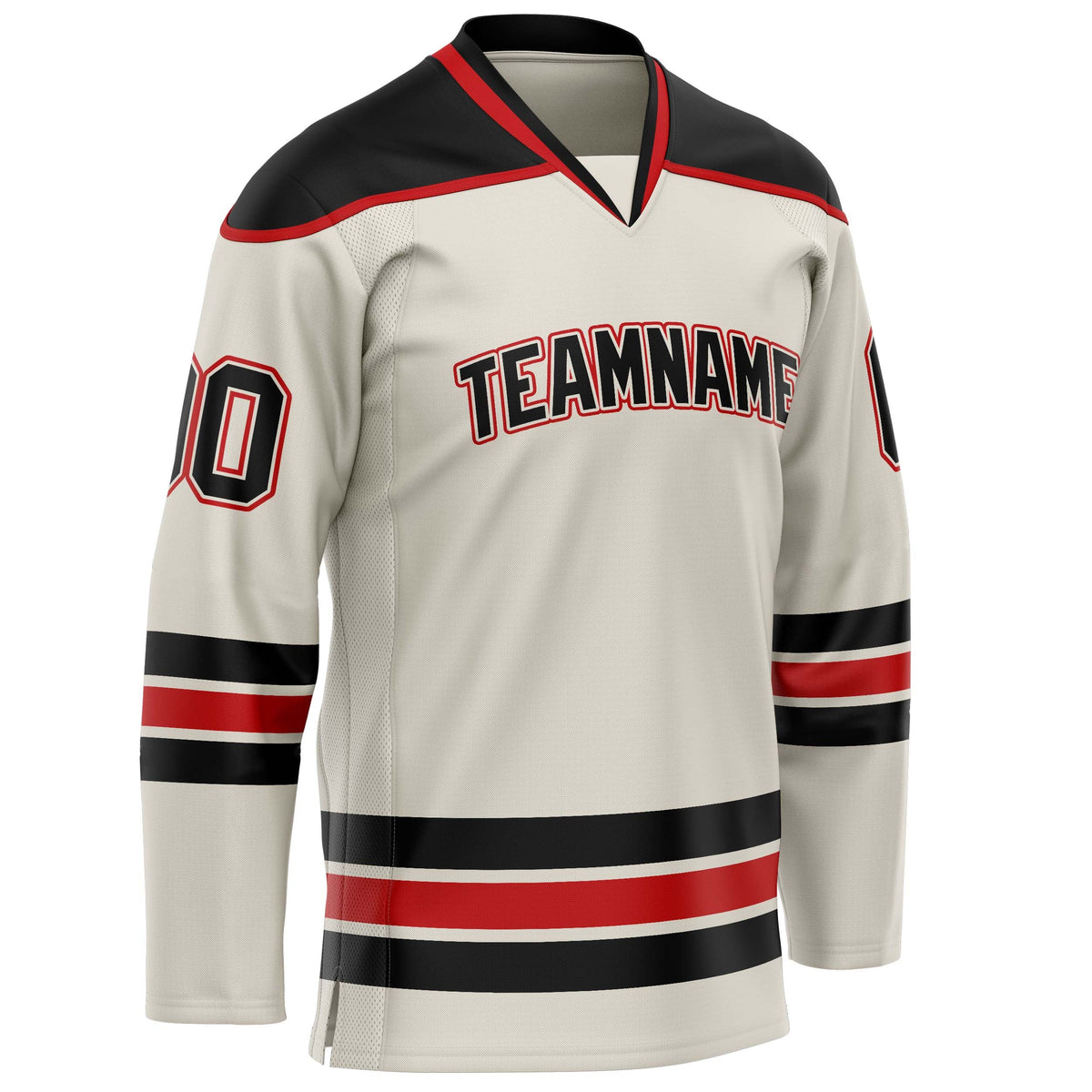 Custom Cream Black Solid Colour Hockey Jersey