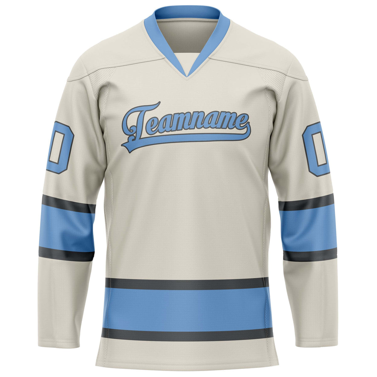 Custom Cream Light Blue Solid Colour Hockey Jersey