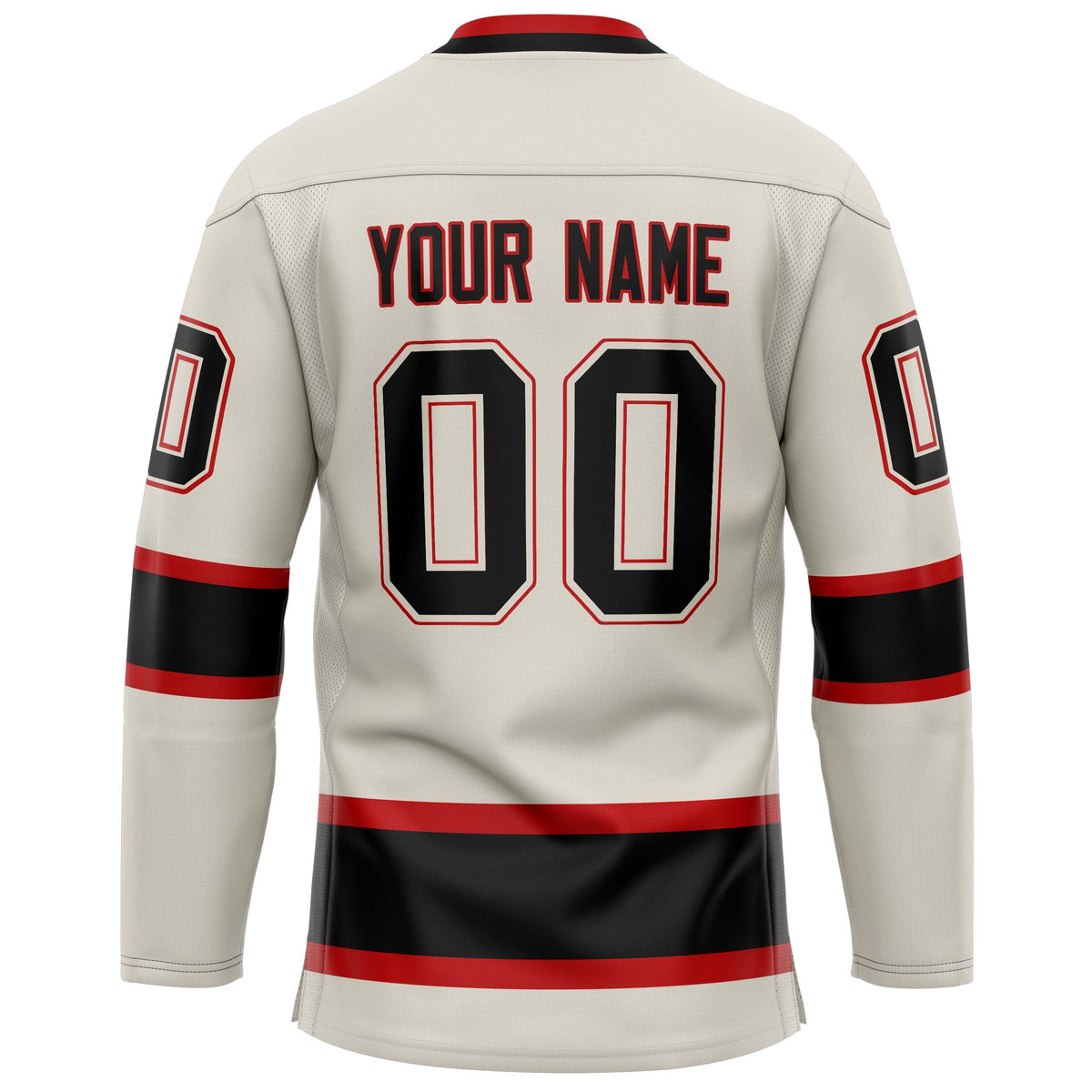 Custom Cream Black Solid Colour Hockey Jersey