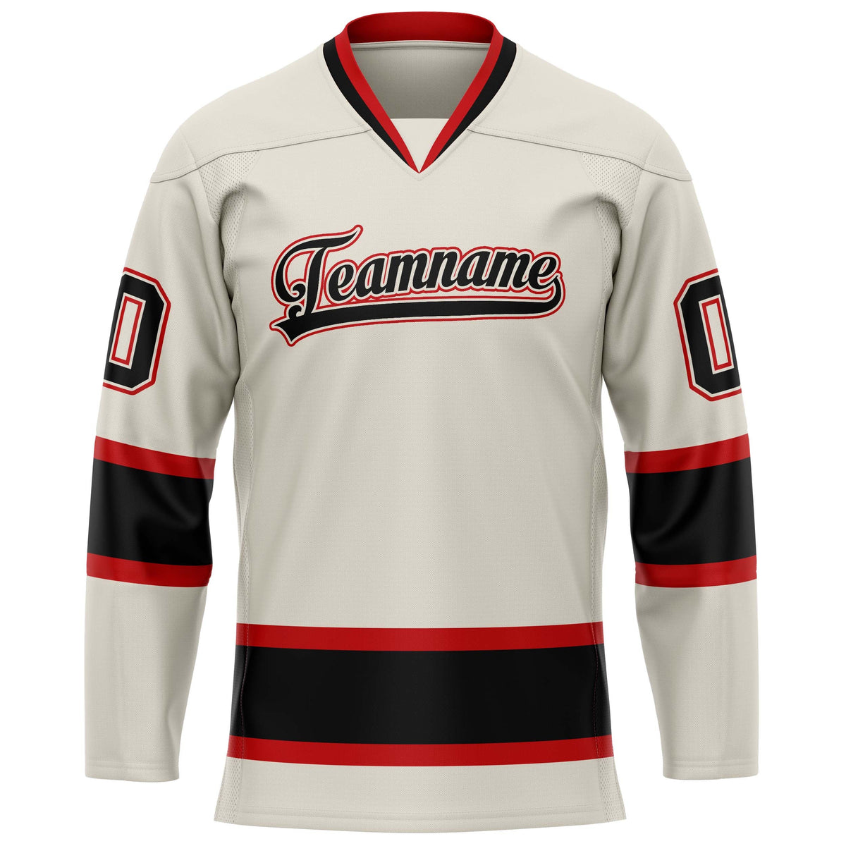 Custom Cream Black Solid Colour Hockey Jersey