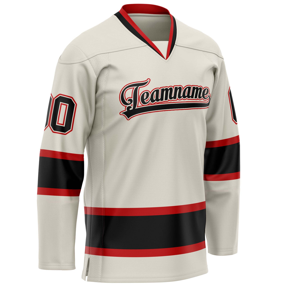 Custom Cream Black Solid Colour Hockey Jersey