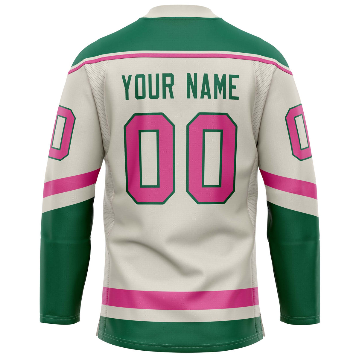 Custom Cream Kelly Green Solid Colour Hockey Jersey