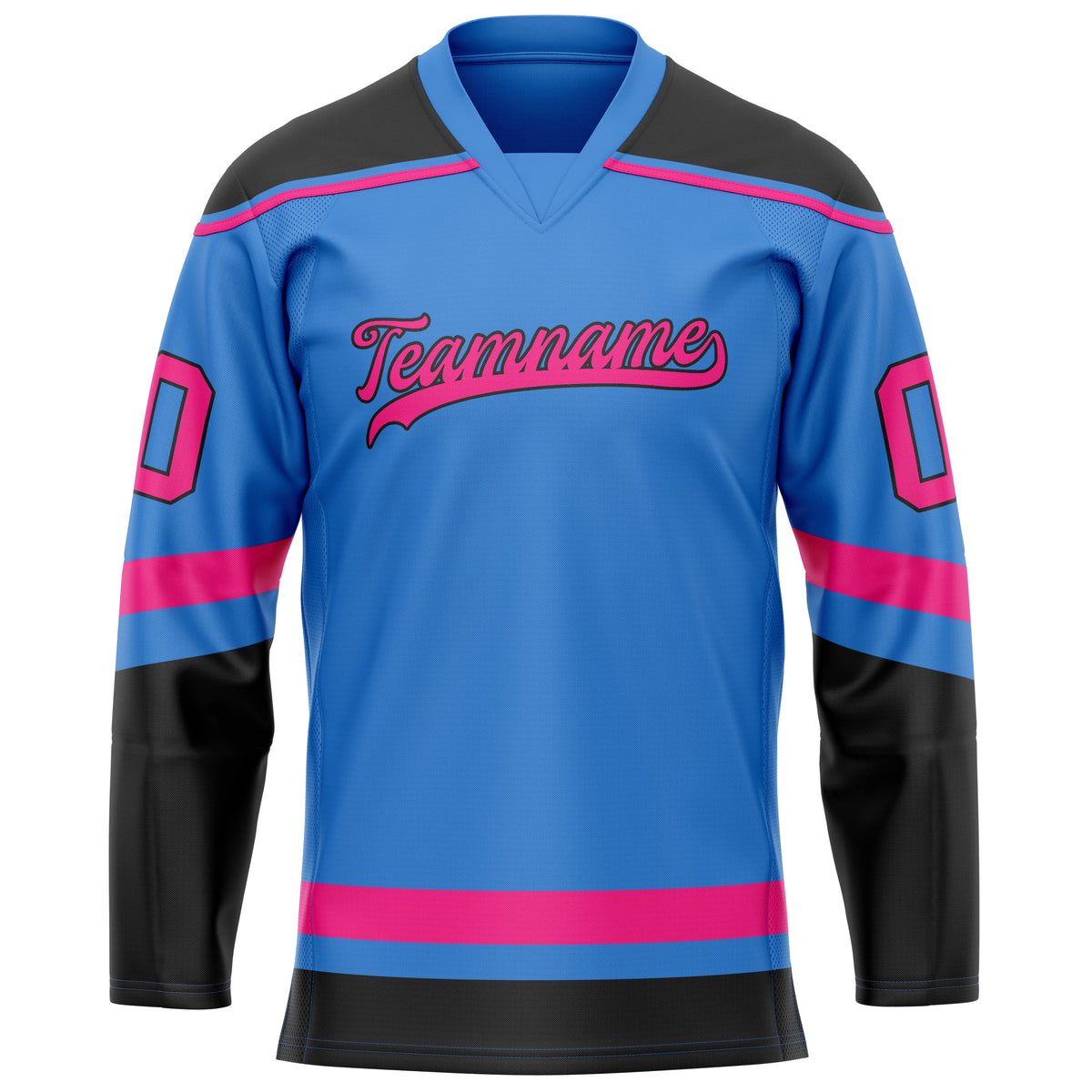 Custom Electric Blue Pink Solid Colour Hockey Jersey