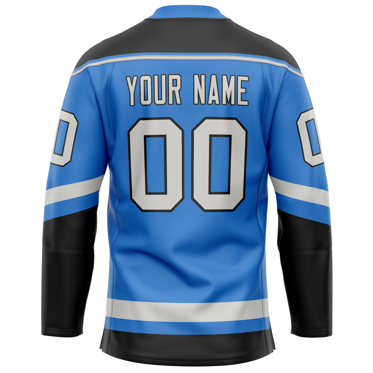 Custom Electric Blue Gray Solid Colour Hockey Jersey