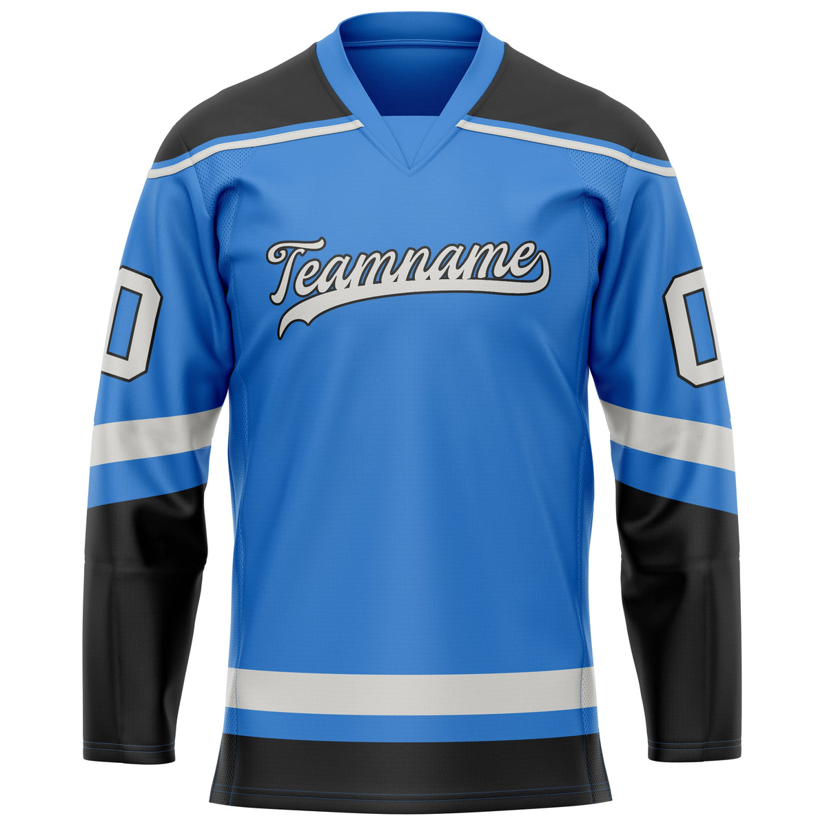 Custom Electric Blue Gray Solid Colour Hockey Jersey