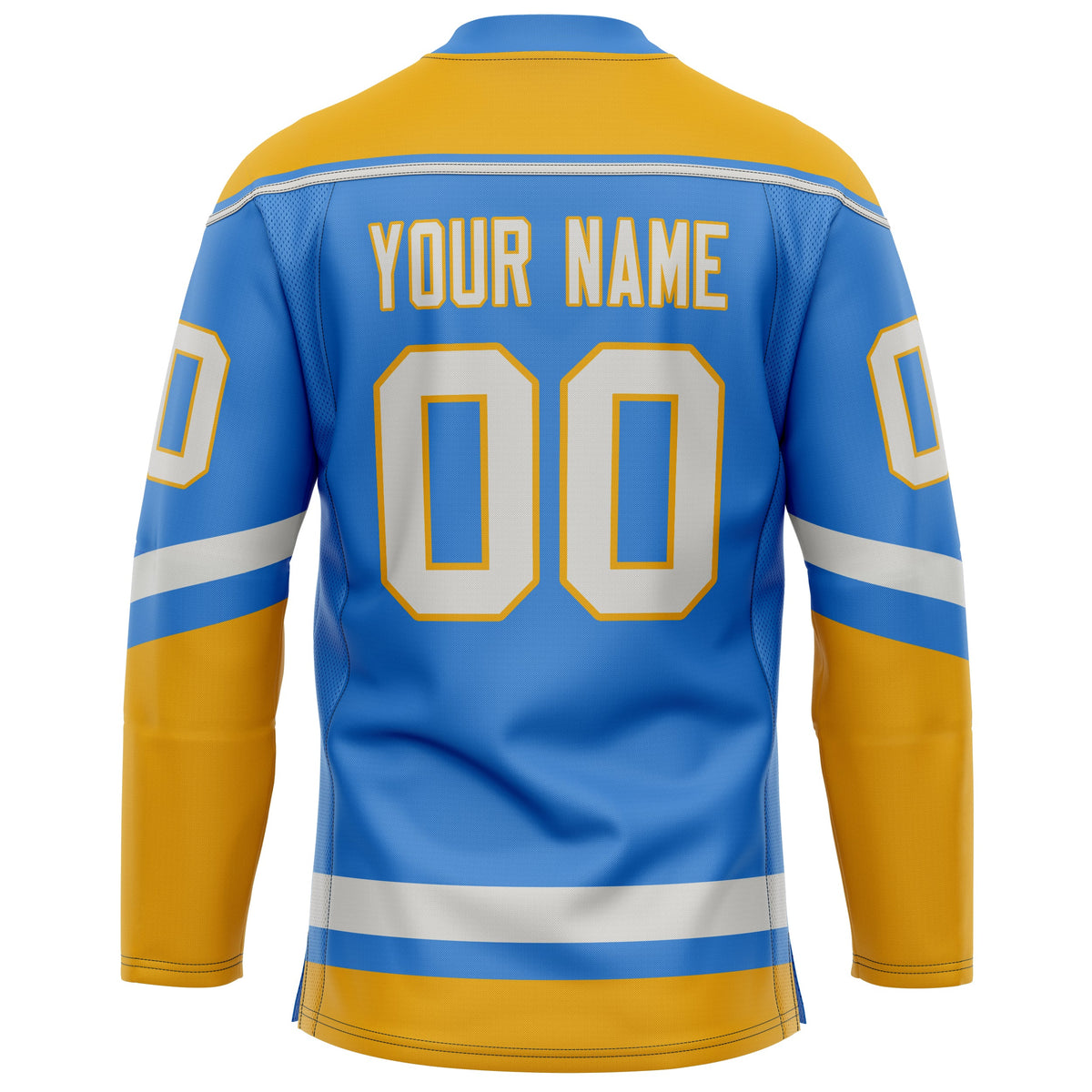 Custom Electric Blue Gold Solid Colour Hockey Jersey